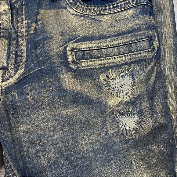 Rock Revival Gold Foiled Ayaan Biker Jeans Size 40 - Picture 7 of 16